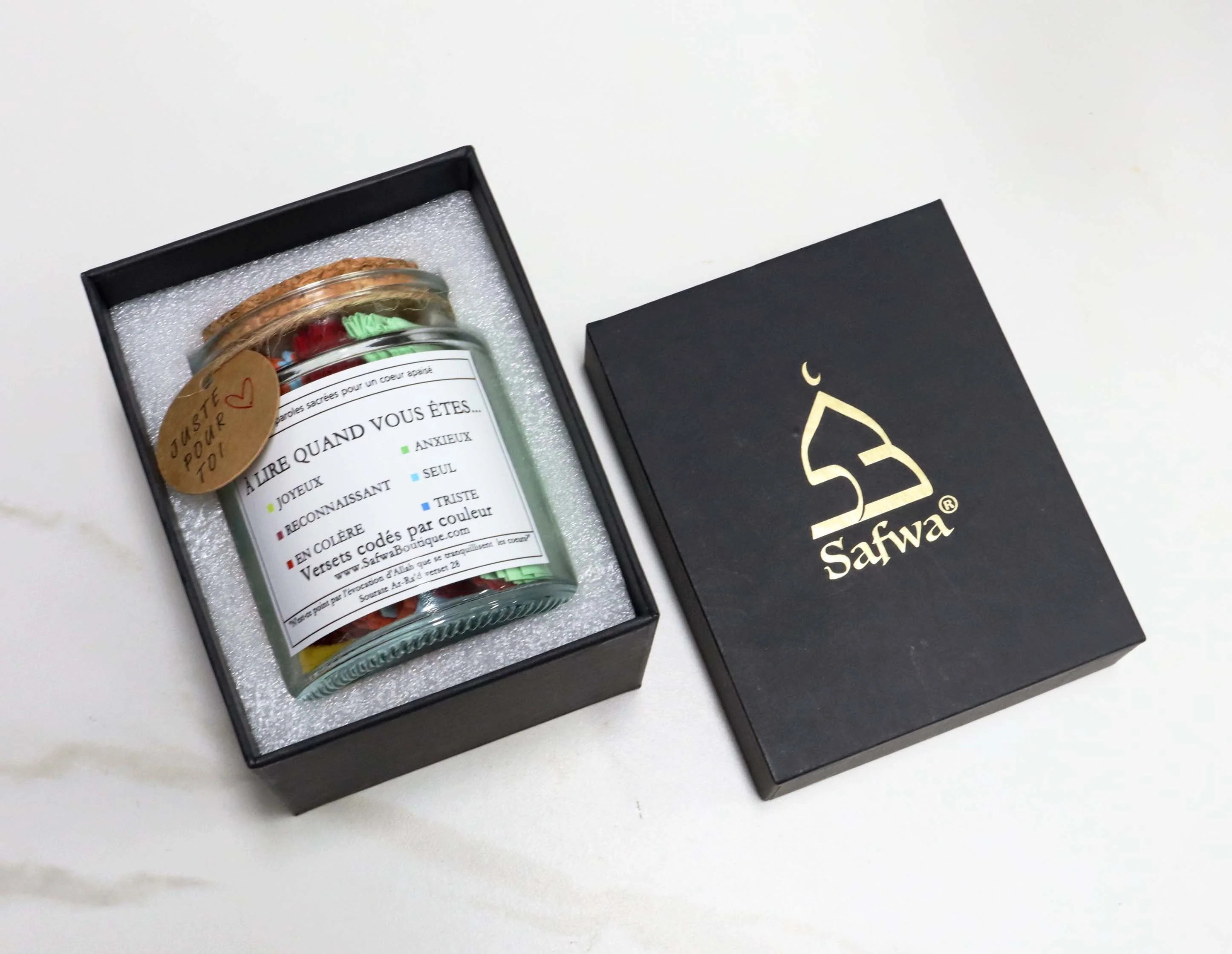 Bocal Coran Safwa® – Versets en Arabe & Français, Codés par Émotion – Coffret Cadeau Élégant - Image 3