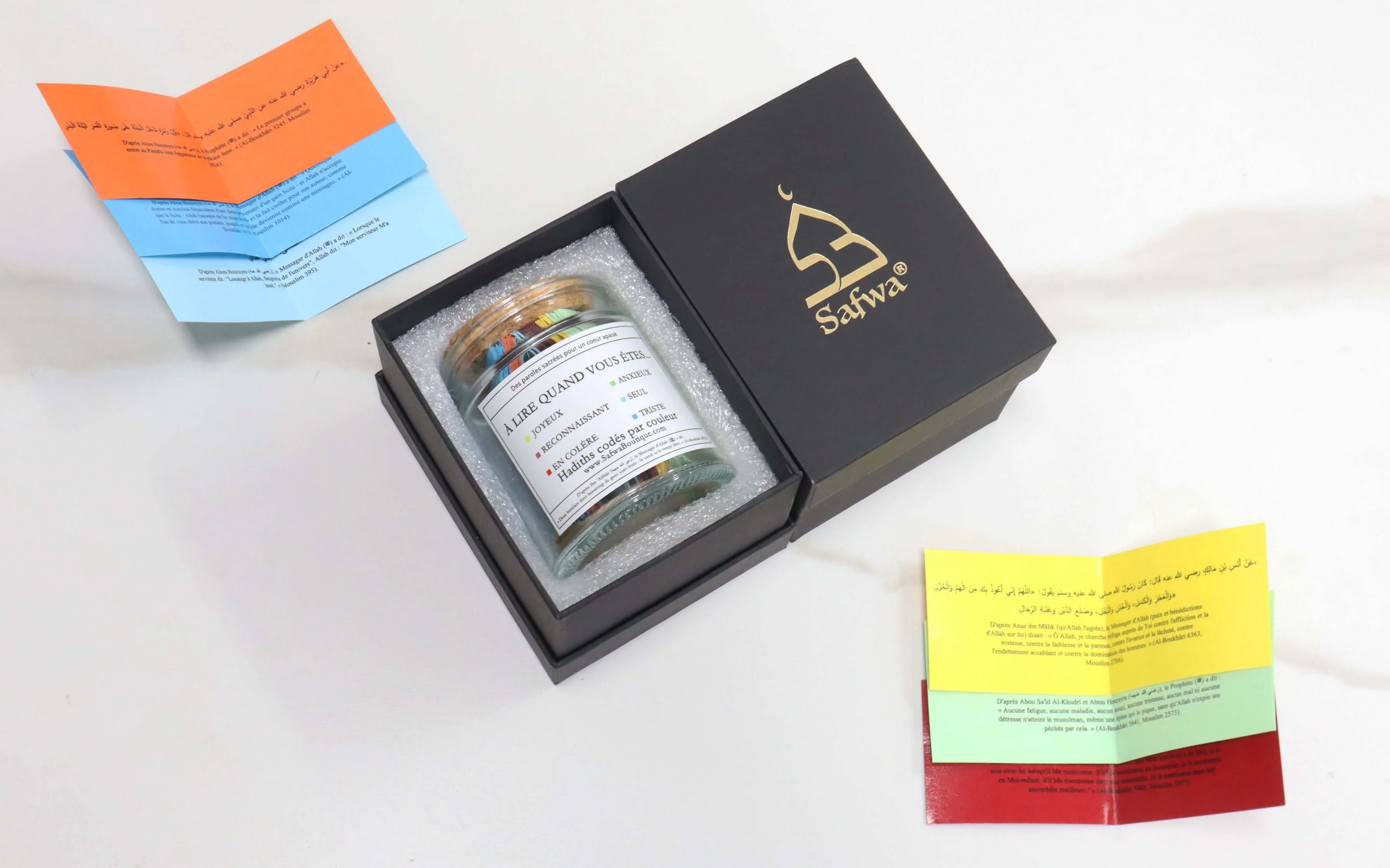 Bocal Hadith Safwa® – Hadiths Authentiques en Arabe & Français, Codés par Émotion – Coffret Cadeau Élégant (Exclusivité Safwa®) - Image 3