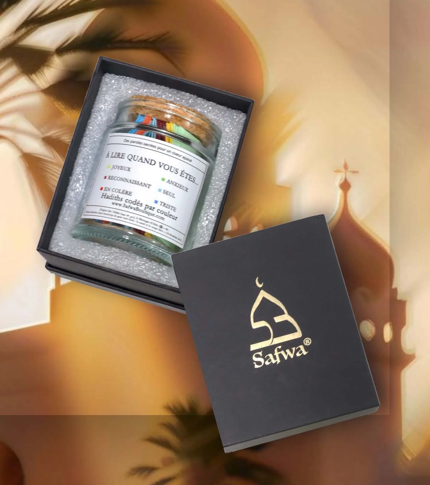 Bocal Hadith Safwa® – Hadiths Authentiques en Arabe & Français, Codés par Émotion – Coffret Cadeau Élégant (Exclusivité Safwa®) - Image 5