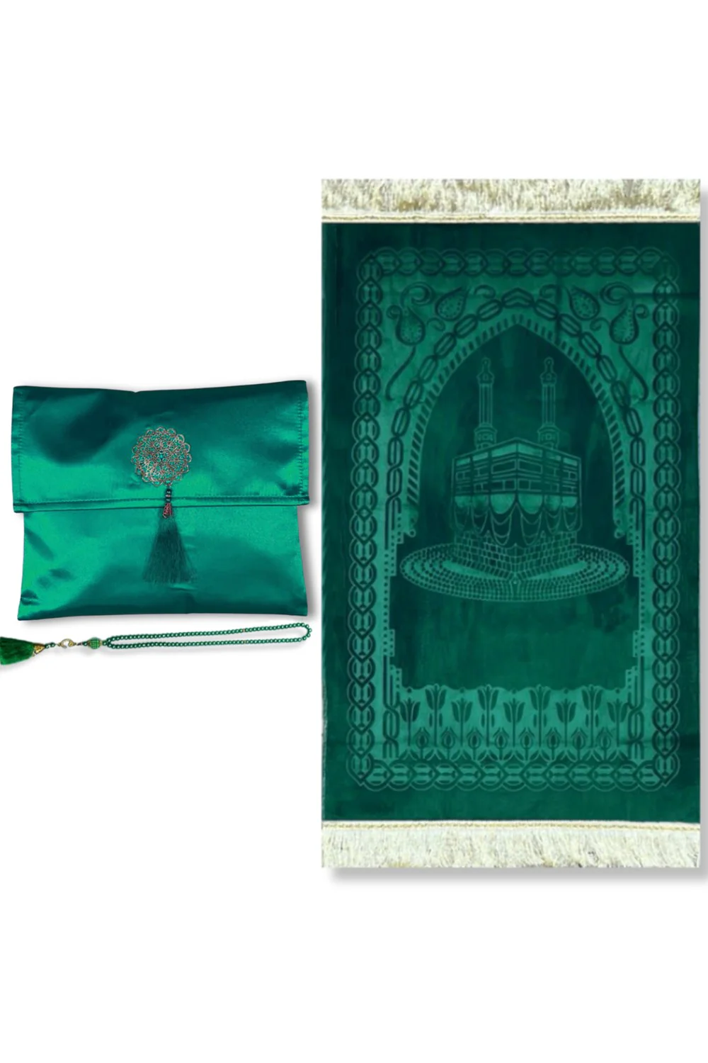 Coffret cadeau élégant Pochette en tissu Tapis de prière & Tasbih (chapelet) Sajada en Velours de Luxe - Image 18