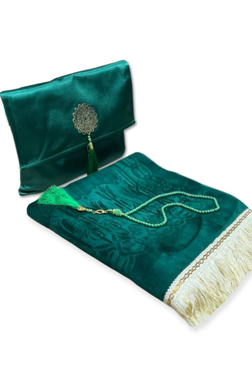 Coffret cadeau élégant Pochette en tissu Tapis de prière & Tasbih (chapelet) Sajada en Velours de Luxe - Image 19