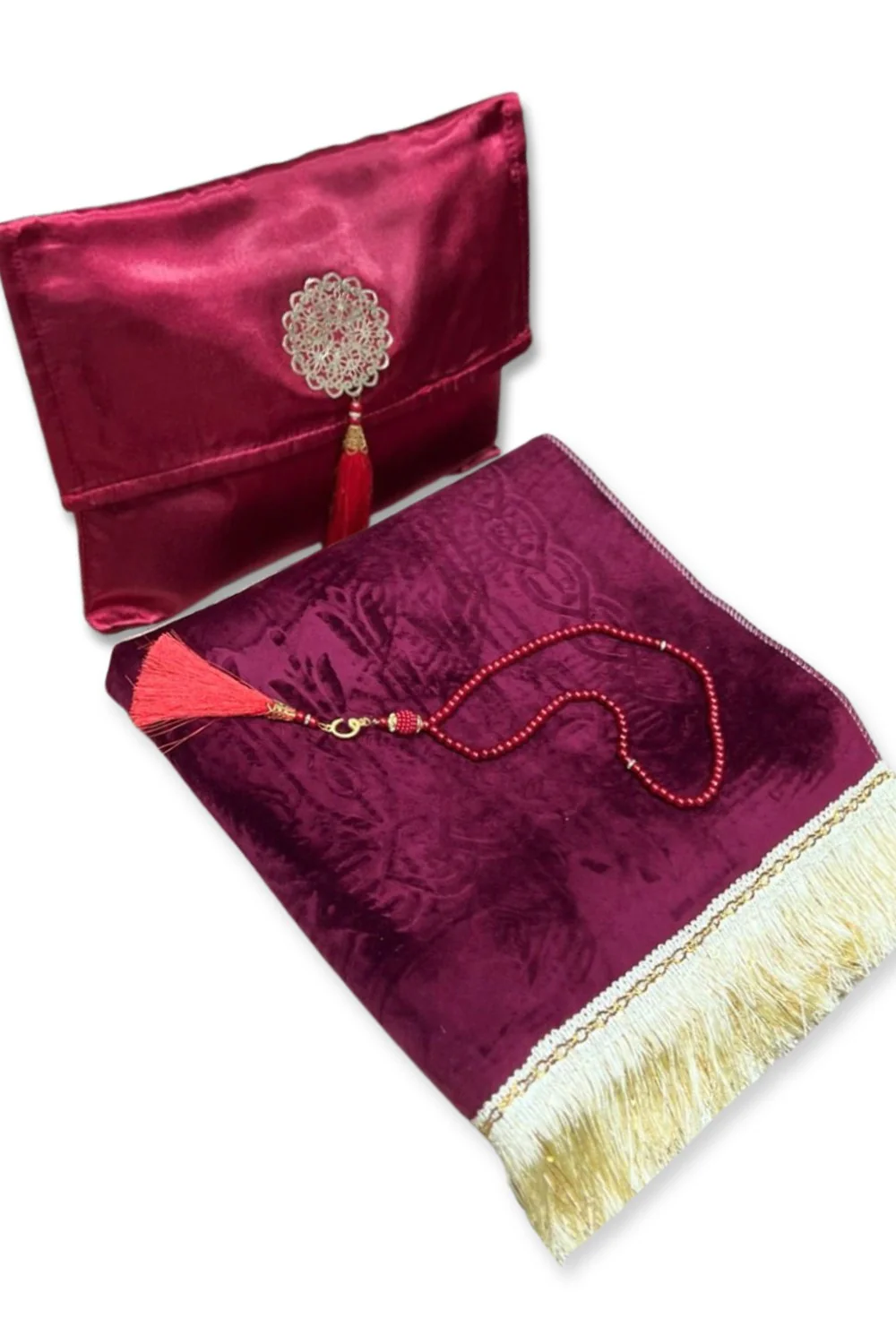 Coffret cadeau élégant Pochette en tissu Tapis de prière & Tasbih (chapelet) Sajada en Velours de Luxe - Image 21