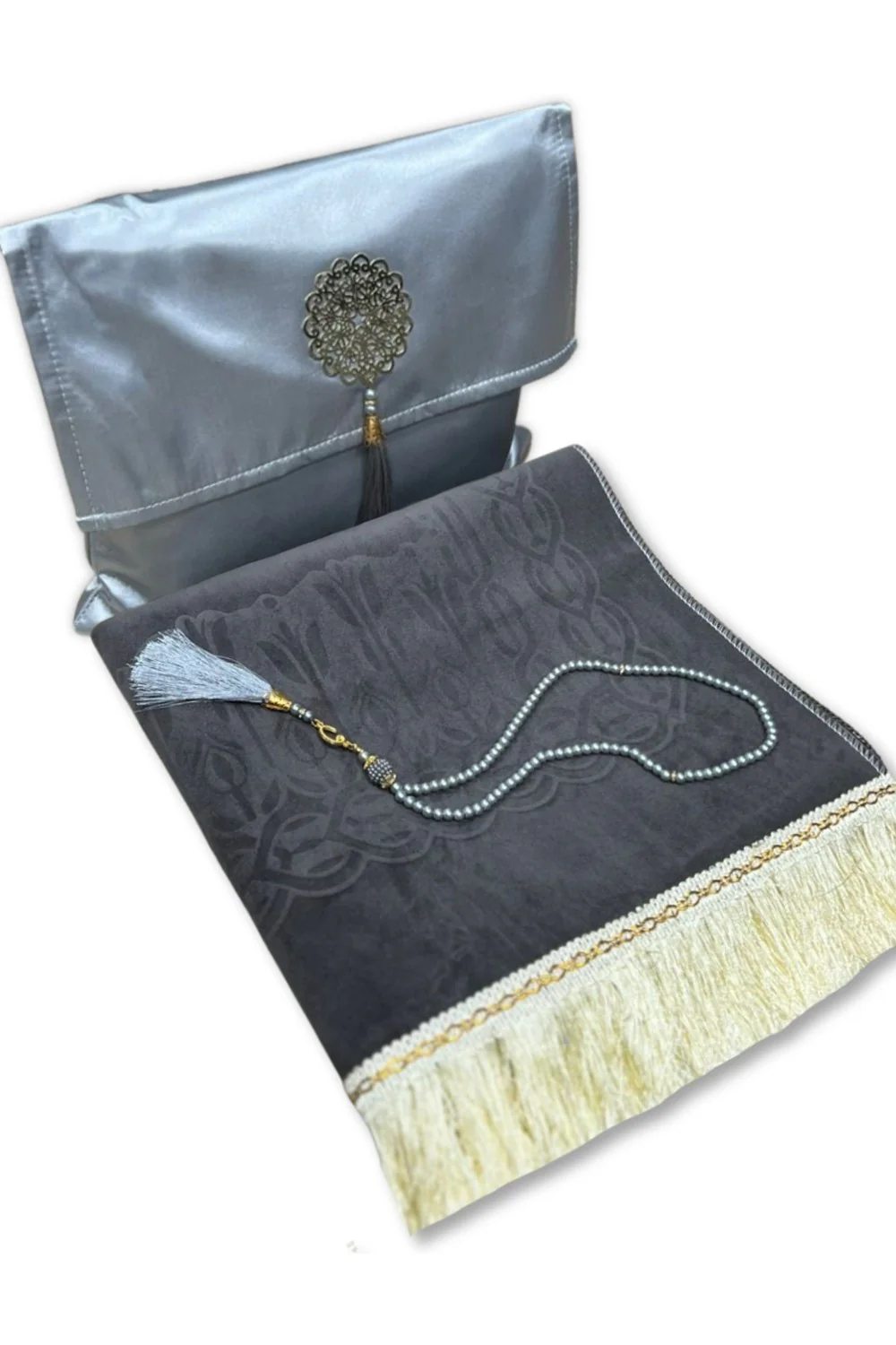 Coffret cadeau élégant Pochette en tissu Tapis de prière & Tasbih (chapelet) Sajada en Velours de Luxe - Image 24