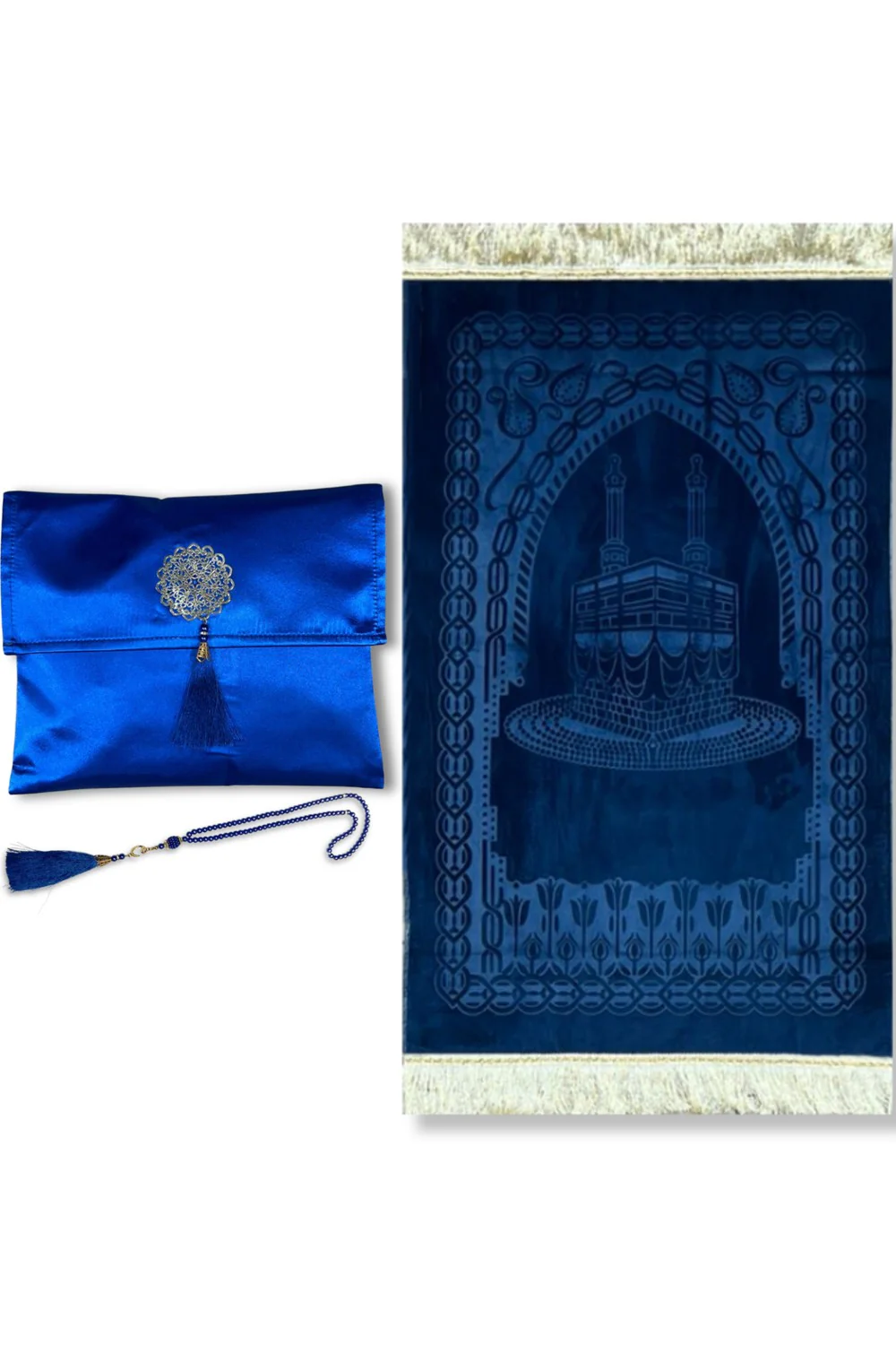 Coffret cadeau élégant Pochette en tissu Tapis de prière & Tasbih (chapelet) Sajada en Velours de Luxe - Image 5