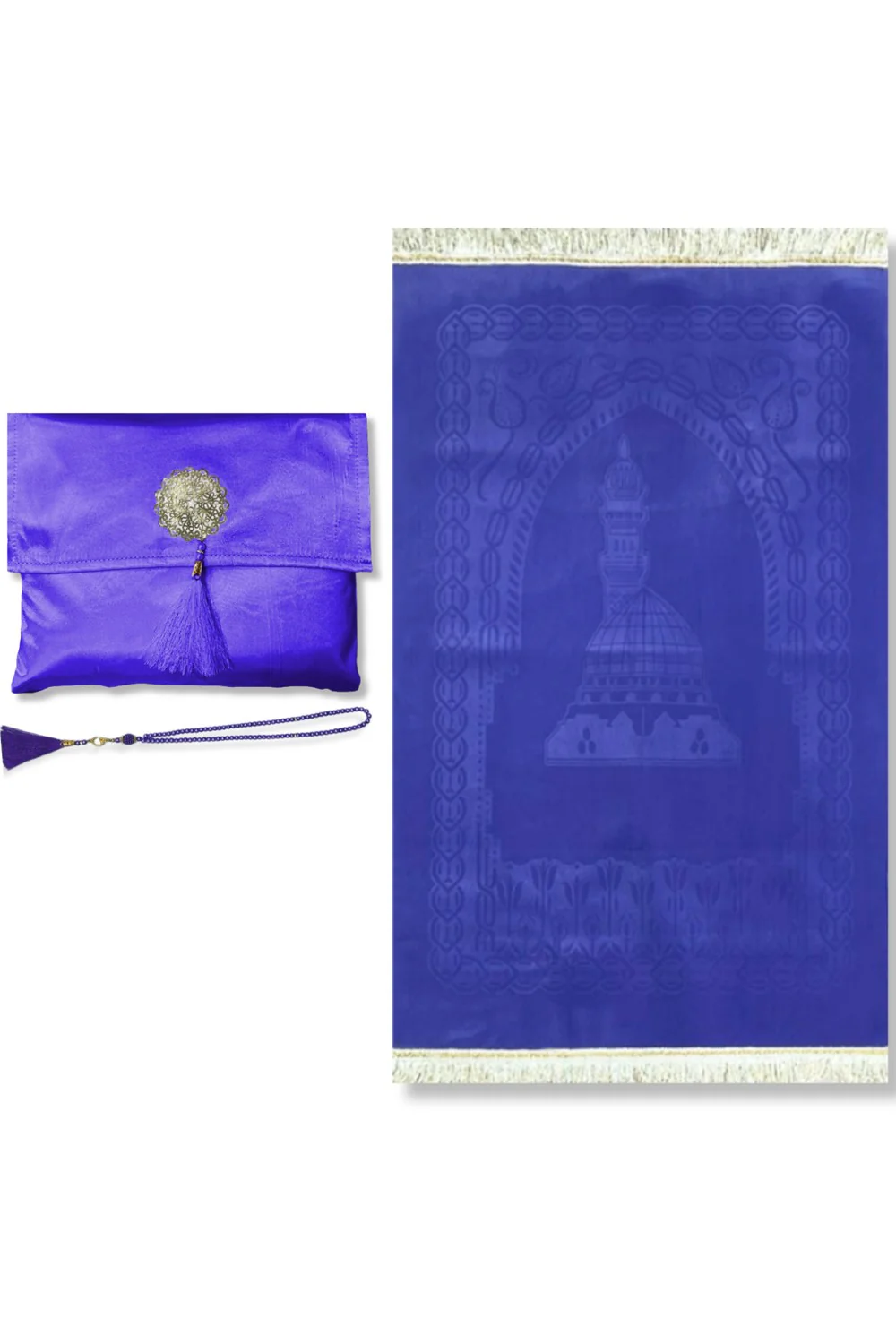 Coffret cadeau élégant Pochette en tissu Tapis de prière & Tasbih (chapelet) Sajada en Velours de Luxe - Image 9