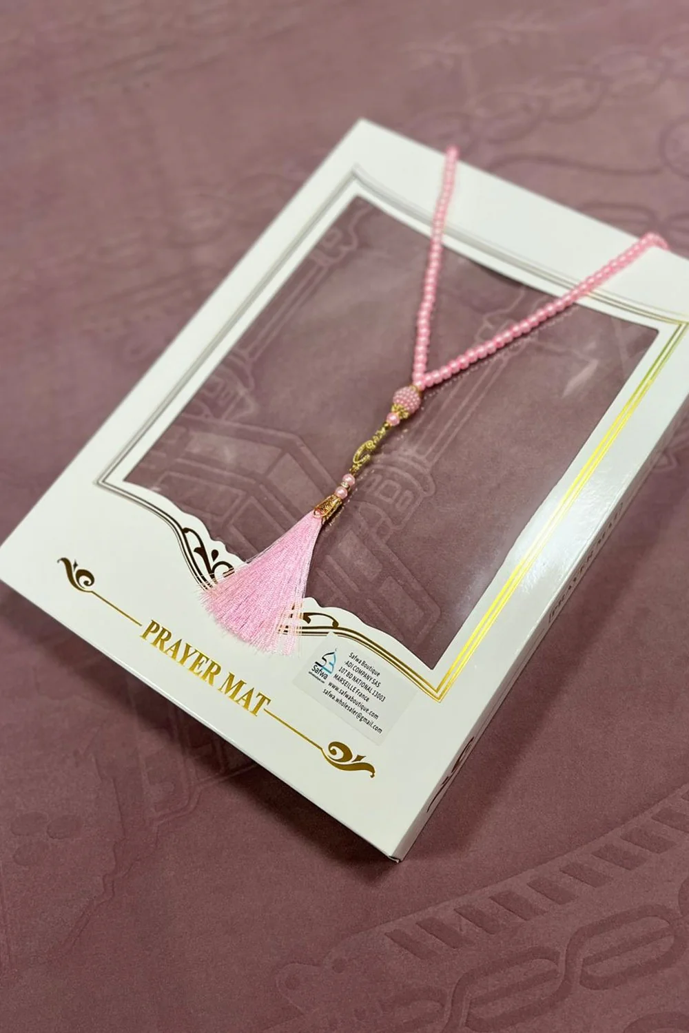 Coffret Cadeau Musulman – Tapis de Prière Velours & Chapelet (Tasbih) Élégant - Image 9