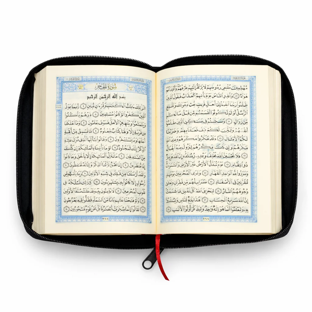 Coran de Poche 14x10 cm en Cuir – Fermeture Zippée – Lecture Hafs ‘an ‘Asim (Écriture Uthmani) مصحف الجيب - Image 5