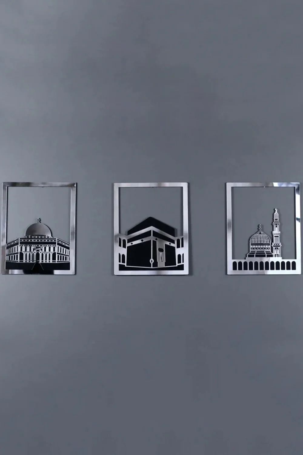 Ensemble d'Art Mural Islamique – Cadre Rectangulaire 38x30 cm | Masjid Al-Haram, Masjid Al-Aqsa, Masjid An-Nabawi - Image 5