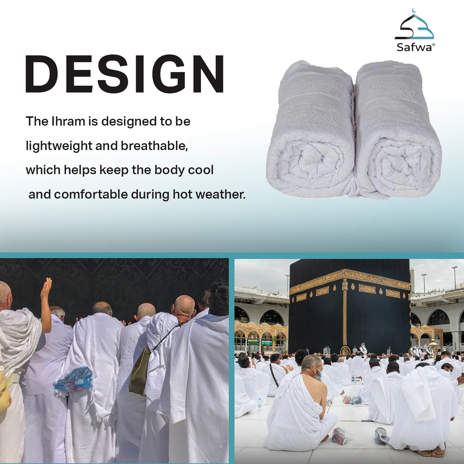 Ihram Enfant avec Boutons – 100 % Coton Égyptien | SAFWA - Image 3