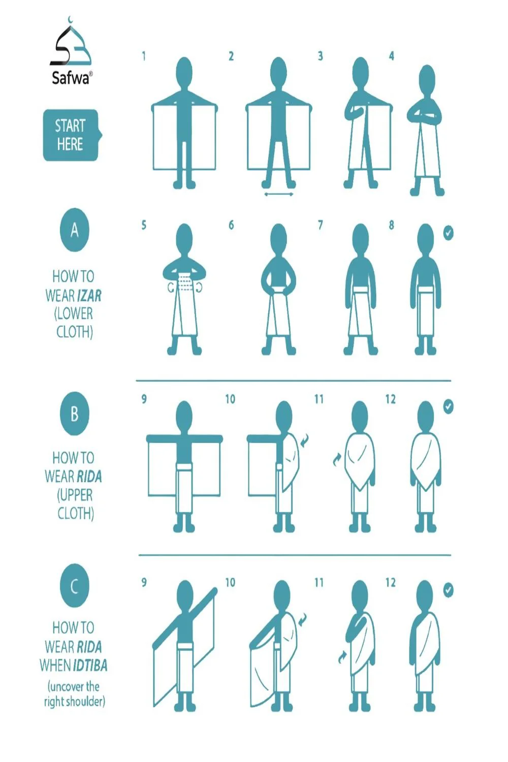 IHRAM pour Hajj et Omra 100 % Coton Égyptien – Sans Bouton – SAFWA - Image 3
