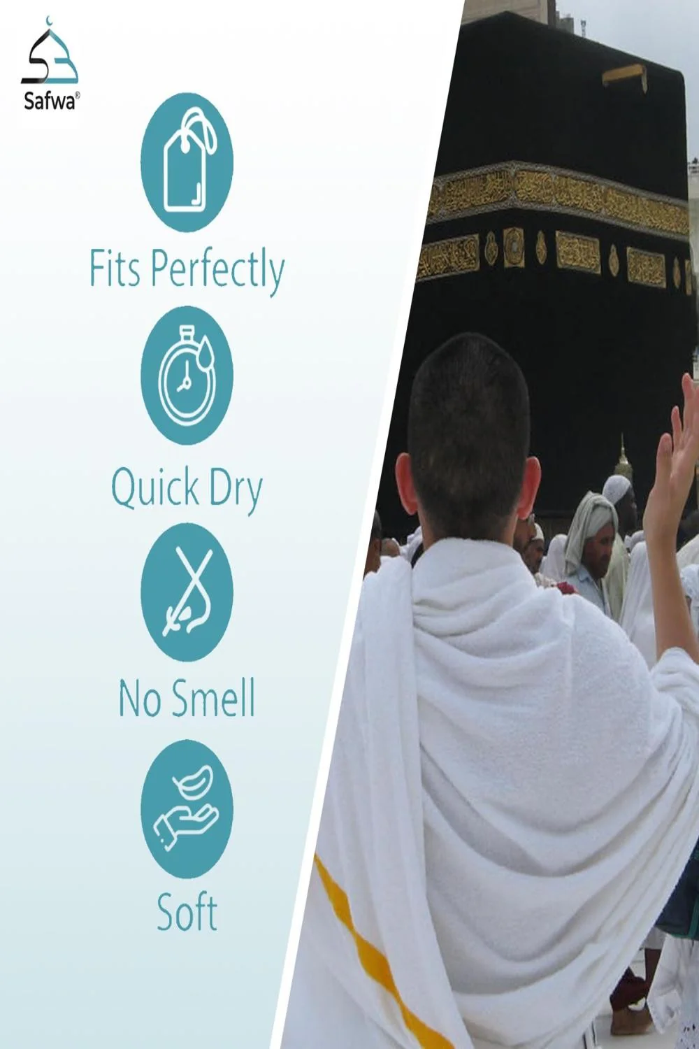 IHRAM pour Hajj et Omra 100 % Coton Égyptien – Sans Bouton – SAFWA - Image 4