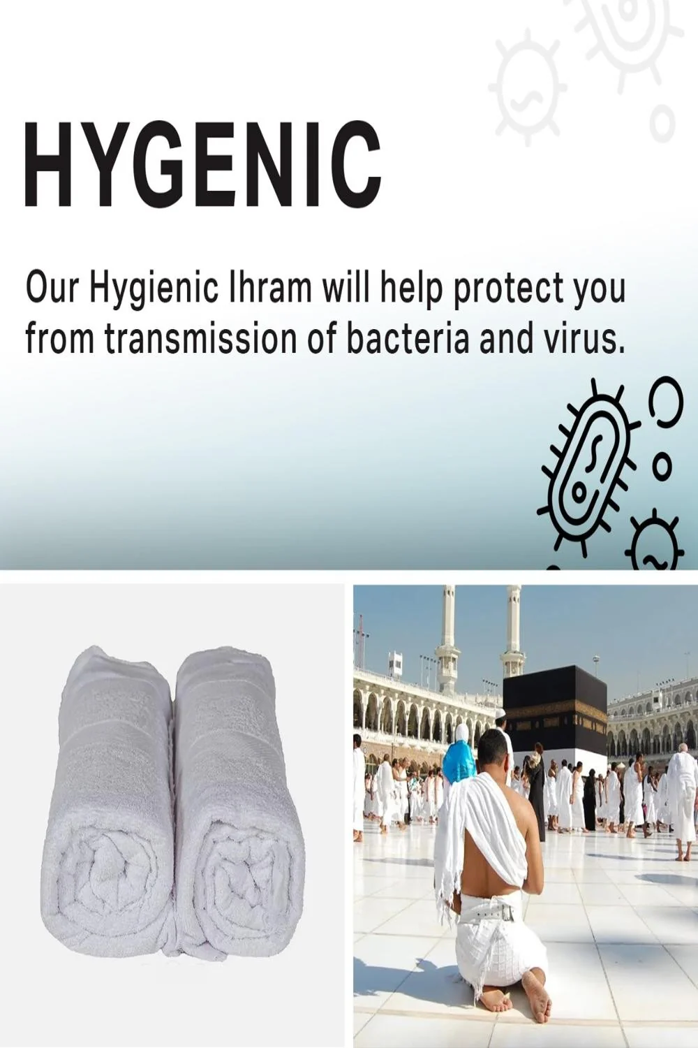 IHRAM pour Hajj et Omra 100 % Coton Égyptien – Sans Bouton – SAFWA - Image 5