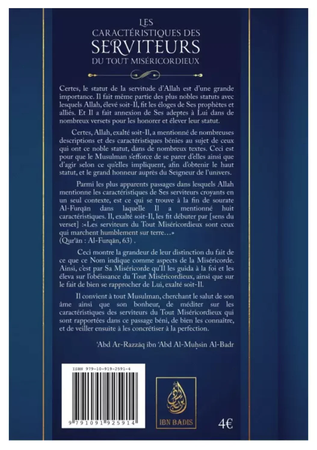 Les caractéristiques des serviteurs du Tout Miséricordieux de Abd Ar-Razzâq al-Badr - Edition IBN BADIS - Image 2