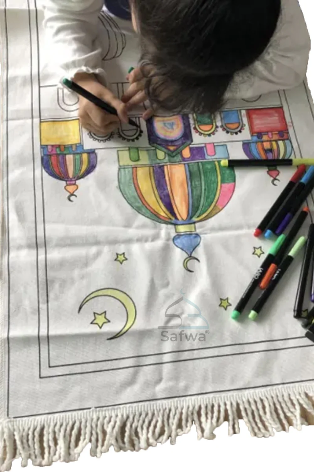 Tapis de Prière à Colorier – Personnalisable avec 12 Marqueurs Textiles | Apprentissage Ludique et Spirituel pour Enfants - Image 4