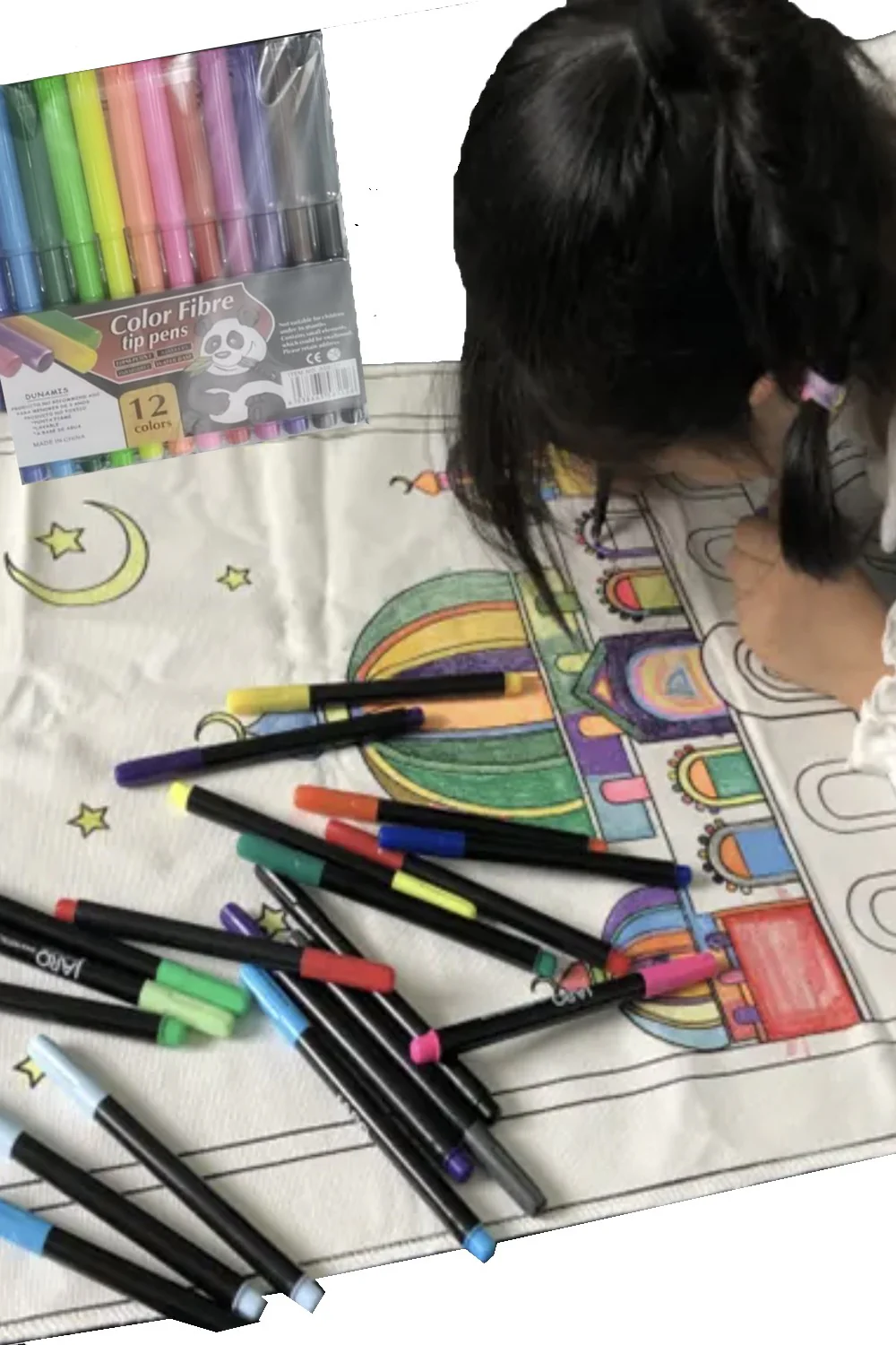 Tapis de Prière à Colorier – Personnalisable avec 12 Marqueurs Textiles | Apprentissage Ludique et Spirituel pour Enfants - Image 6