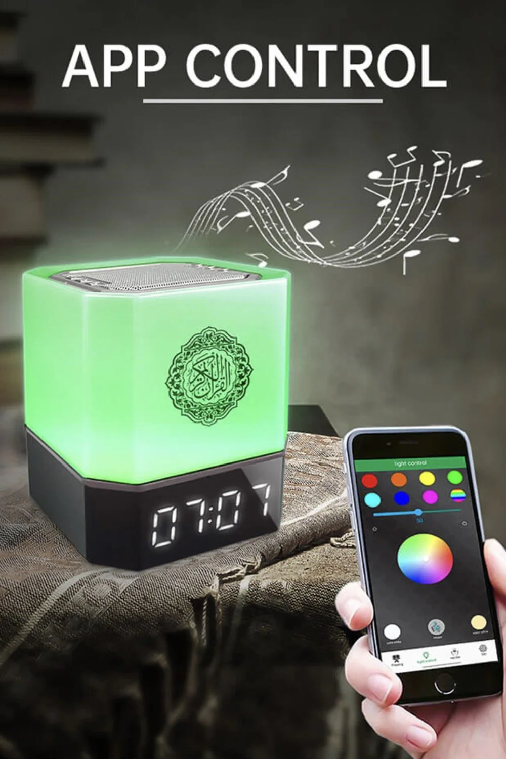 Veilleuse Coranique Lampe de Bureau QB303 avec haut-parleur Coran Bluetooth connecte Android et iOS - Equantu QB303 - Image 4