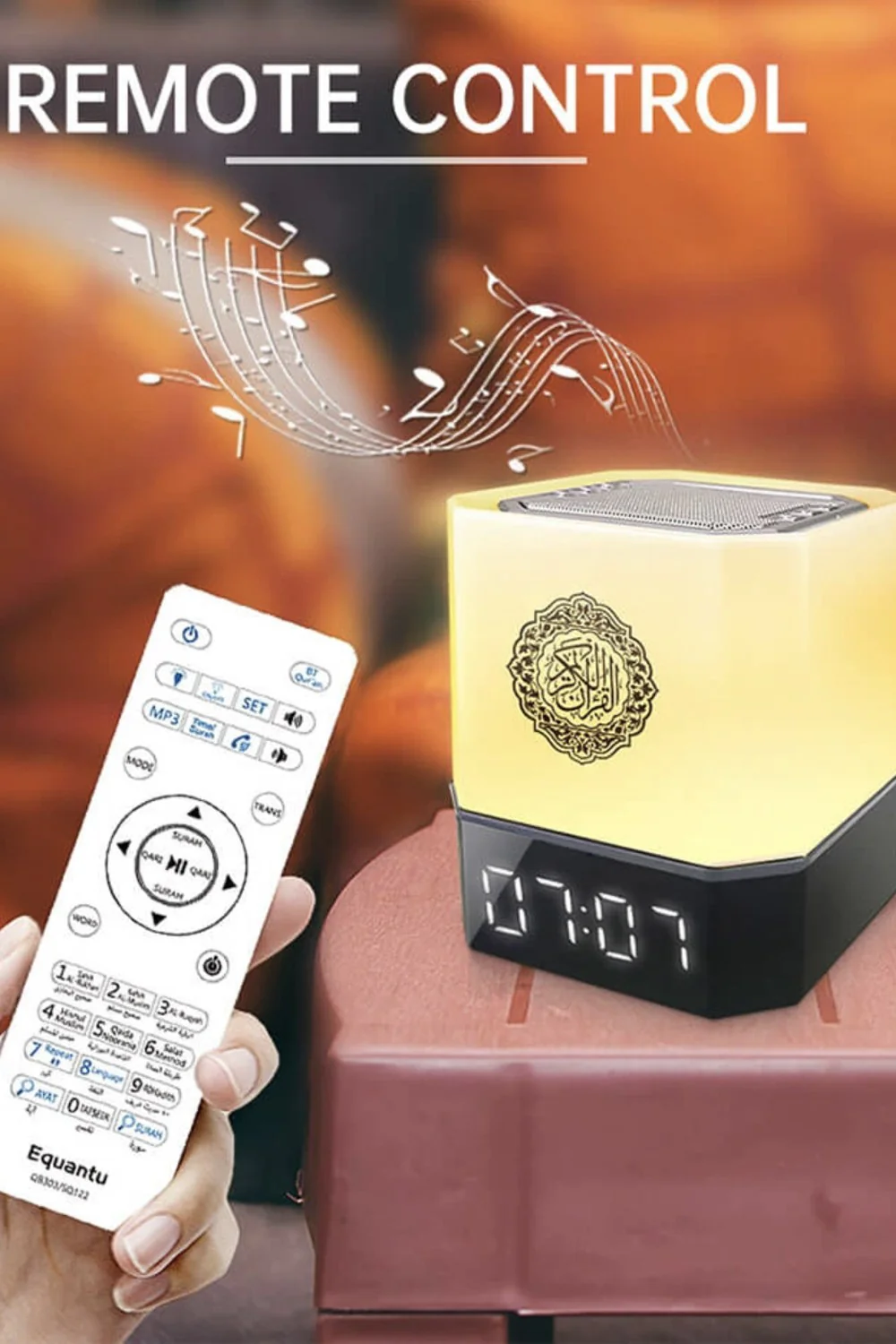 Veilleuse Coranique Lampe de Bureau QB303 avec haut-parleur Coran Bluetooth connecte Android et iOS - Equantu QB303 - Image 6
