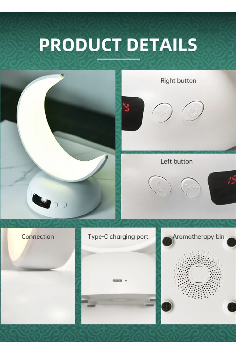 Veilleuse Coranique Lampe Lunaire SQ902 avec haut-parleur Coran Bluetooth connecte Android et iOS - Equantu SQ902 - Image 7